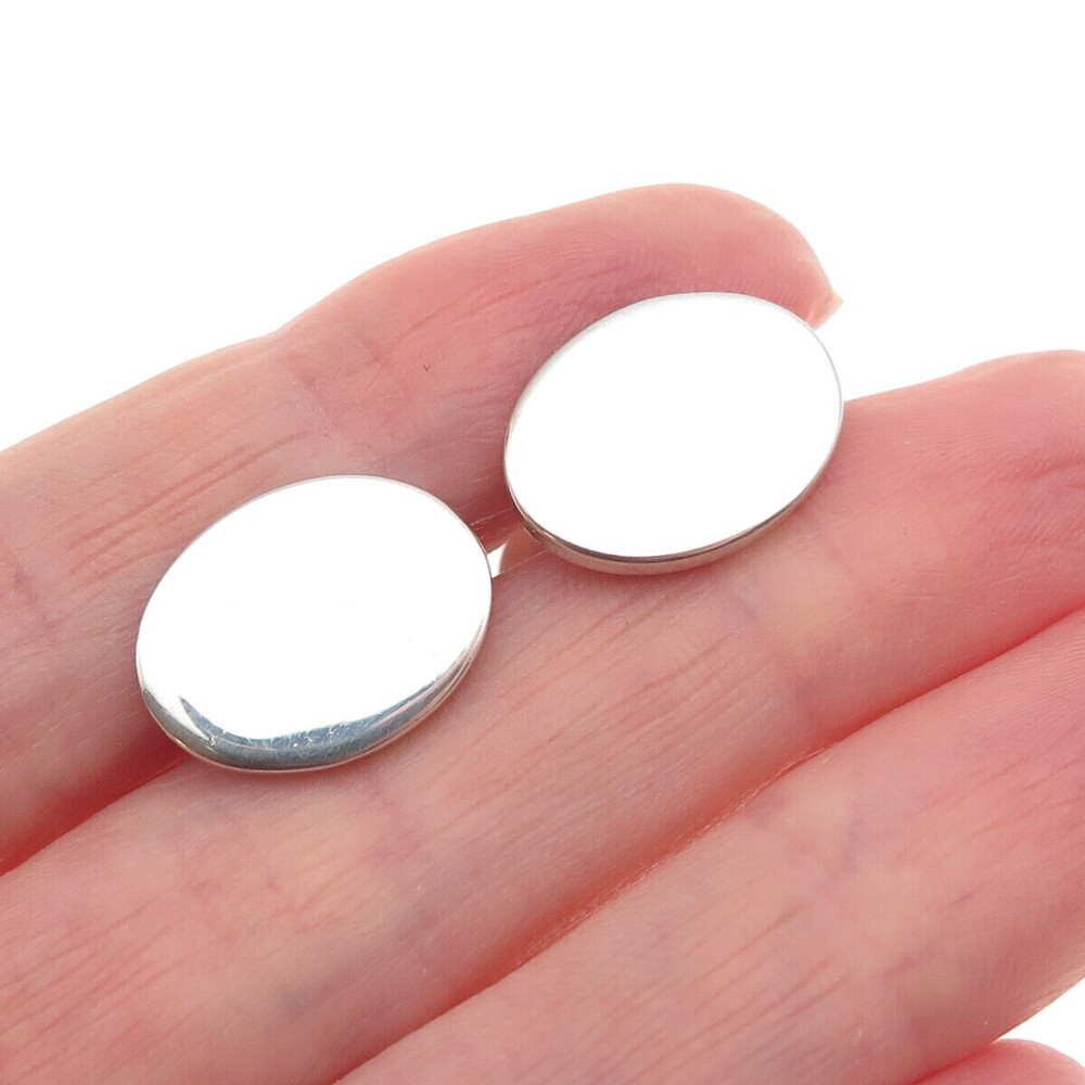 TIFFANY & CO. 925 Sterling Silver Vintage Oval Chain Cufflinks